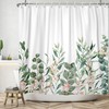 Watercolor Eucalyptus Leaves Pink Rose Flowers Blossom Shower Curtain For Spring Green Bathroom Decor