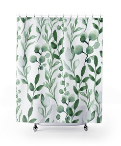 Watercolor Eucalyptus Shower Curtain With Botanical Print - A Chic And Trendy Addition To Any Bathroom