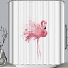 Watercolor Fabric Shower Curtain With Pink And Tropical Flamingo Design, Playful And Colorful Bathroom Decor