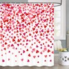 Watercolor Falling Red Hearts Valentine's Day Shower Curtain for Romantic Bathroom