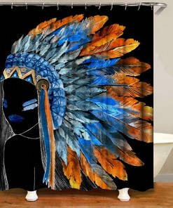 Watercolor Feather Indian Tribal Native American Shower Curtain For Bathroom 