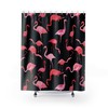 Watercolor Flamingo And Tropical Leaves Shower Curtain For Nature Bathroom Decor