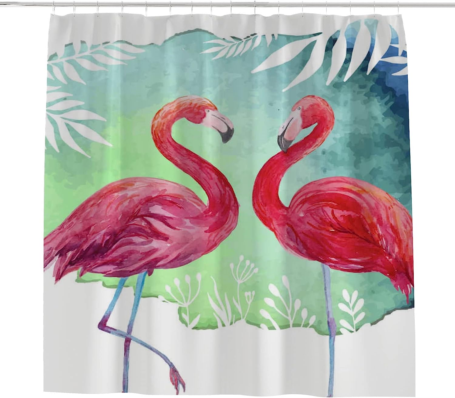 Watercolor Flamingo Bathroom Shower Curtain, Waterproof by Vantaso