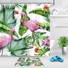 Watercolor Flamingo Summer Tropical Leaves Shower Curtain for a Beachy Bathroom