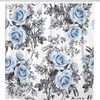 Watercolor Floral Shower Curtain | Blue Flowers And Leaves Vintage Bathroom Decor