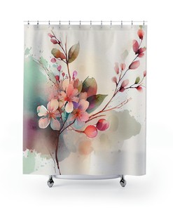 Watercolor Floral Shower Curtain, Vibrant Bouquet Design For Your Bathroom