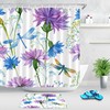 Watercolor Flower Blossom Dragonfly Waterproof Shower Curtain for a Serene and Charming Bathroom