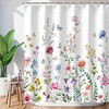 Watercolor Flower Shower Curtain - Floral Bathroom Curtain with Pink and Purple Blossom Design