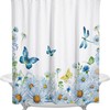 Watercolor Flowers, Butterfly, and Dragonfly Shower Curtain for Home Bath Decor, Fabric Bathroom Curtain