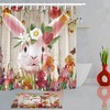 Watercolor Flowers Easter Rabbit And Eggs On Wood Plank Shower Curtain For Bathroom Decor