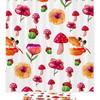 Watercolor Flowers and Mushrooms Shower Curtain, Botanical Bathroom Decor