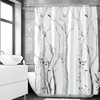 Watercolor Forest Birch Tree Rustic Woodland Branch Shower Curtain for an Abstract Nature Landscape Bath
