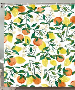 Watercolor Fruit Shower Curtain for Summer Bathroom Decor 