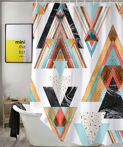 Watercolor Geometric Aztec Shower Curtain for Bathroom Decor