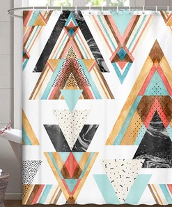 Watercolor Geometric Aztec Shower Curtain for Bathroom Decor
