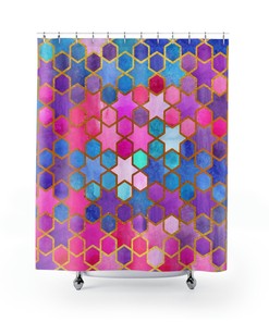 Watercolor Geometric Chevron Shower Curtain For A Colorful Bathroom