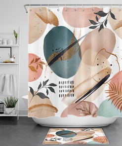 Watercolor Geometric Pattern Print Shower Curtain for Modern Art Bathroom Decor