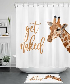 Watercolor Giraffe Print Shower Curtain For Animal Lovers