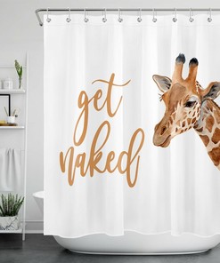 Watercolor Giraffe Print Shower Curtain For Animal Lovers
