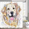 Watercolor Golden Retriever Shower Curtain, Cute Pet Dog Bathroom Decor 