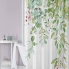 Watercolor Green Hanging Leaf Shower Curtain - Elegant and Refreshing Bathroom Decor - Waterproof Print Curtain