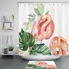 Watercolor Green Leaves Flamingo Shower Curtain for a Relaxing and Beachy Bathroom