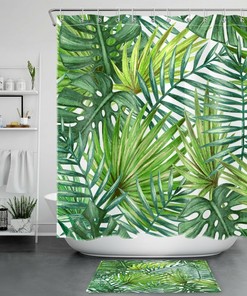 Watercolor Green Palm Leaves Shower Curtain, a Beautiful Bathroom Accessory