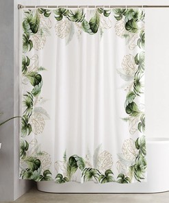 Watercolor Green Palm Tree Leaves Shower Curtain for a Relaxing and Modern Bathroom