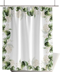 Watercolor Green Palm Tree Leaves Shower Curtain for a Relaxing and Modern Bathroom