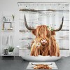 Watercolor Highland Cow Shower Curtain Rustic Board Bathroom Accessories
