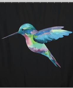 Watercolor Hummingbird Shower Curtain For Bathroom Decor