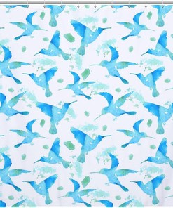 Watercolor Hummingbirds Shower Curtain Waterproof Bath Curtains with Metal Grommet Holes for a Fun Look