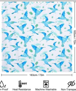 Watercolor Hummingbirds Shower Curtain Waterproof Bath Curtains with Metal Grommet Holes for a Fun Look