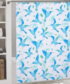 Watercolor Hummingbirds Shower Curtain Waterproof Bath Curtains with Metal Grommet Holes for a Fun Look