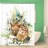 Watercolor Illustration Deer Fawn Forest Animals Shower Curtain