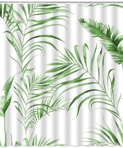 Watercolor Jungle Leaves Shower Curtain for Modern Bathroom Decor
