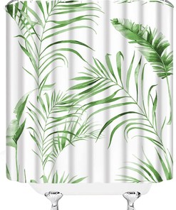 Watercolor Jungle Leaves Shower Curtain for Modern Bathroom Decor