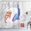 Watercolor Koi Fish Shower Curtain | Couple Design With Brushstrokes | Cloth Fabric Bathroom Decor (Blue Orange)