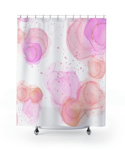 Watercolor Lavender, Peach, Gold & White Shower Curtain with Guest Bathroom Shower Decor