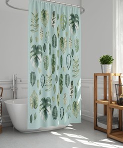 Watercolor Leaves Plant Lady Shower Curtain, Modern Urban Jungle Bathroom Decor