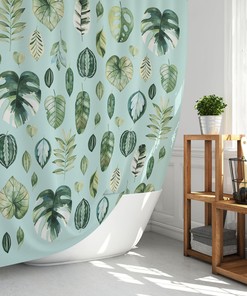 Watercolor Leaves Plant Lady Shower Curtain, Modern Urban Jungle Bathroom Decor