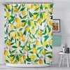 Watercolor Lemon Print Yellow Green Shower Curtain Fabric Bathroom Decor