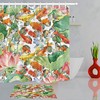Watercolor Lotus Fish Carp Koi Flower Shower Curtain, Serene Bathroom Decor