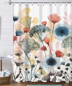 Watercolor Lotus Shower Curtain for Bathroom Decor