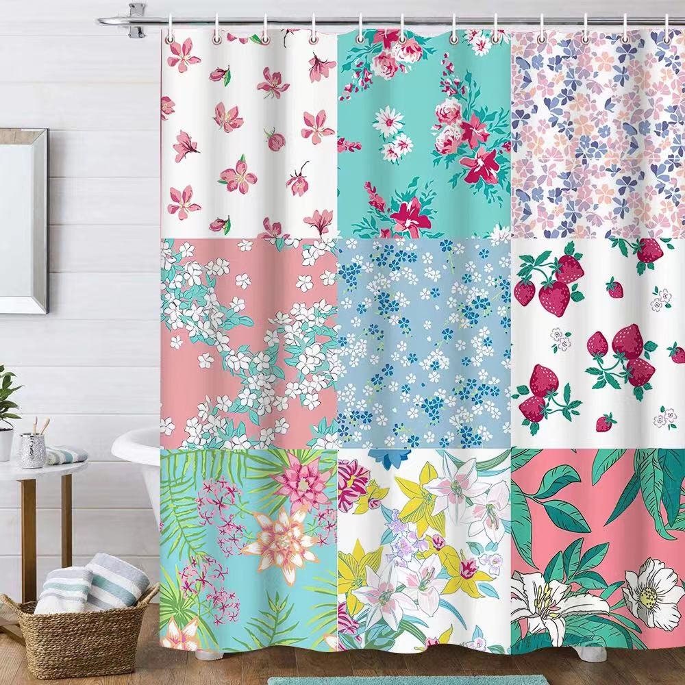 Watercolor Lotus Shower Curtain for Bathroom Decor