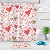 Watercolor Love Hearts Design Valentine's Day Shower Curtain for Bathroom Decor