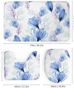 Watercolor Magnolia Blue Flowers Shower Curtain, Waterproof Bathroom Decor by Vantaso