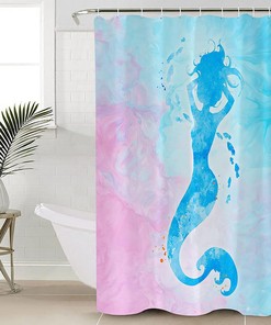 Watercolor Mermaid Fish Dreamy Silhouette Unique Shower Curtain for a Beachy Ambience