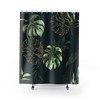 Watercolor Monstera Leaf Shower Curtain - Jungle Tropical Gold Design, Elegant Botanical Bathroom Decor