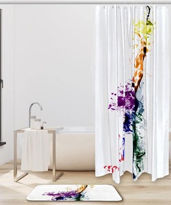 Watercolor Multi Giraffe Shower Curtain - Giraffe Bathroom Decor